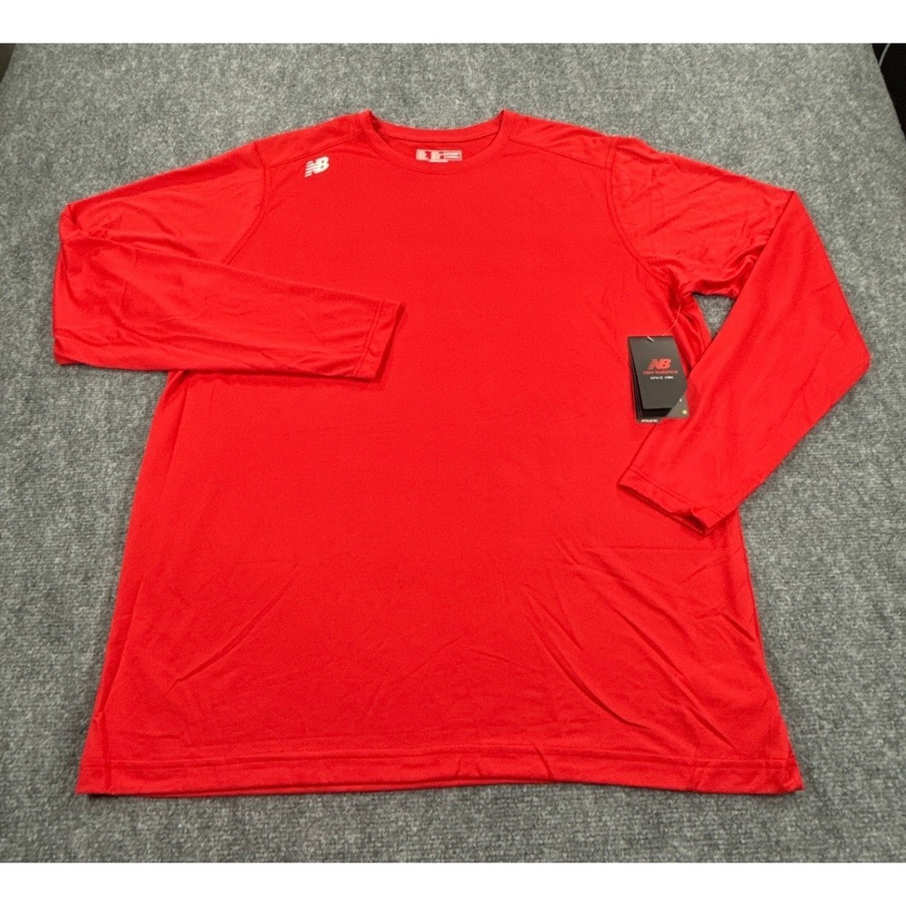 New Balance Mens 2XL NB DRY Long Sleeve Shirt Red Athletic Training NWT